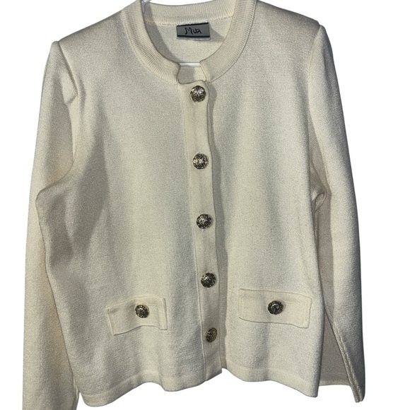 mita Jackets & Blazers - Mita Ivory Button-Up Women's Cardigan